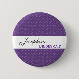 BRIDESMAID Pin Button Purple Polka Dots
