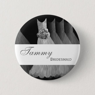 BRIDESMAID Pin Button Silver Gray Gowns M403