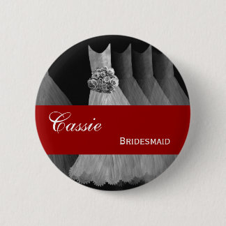 BRIDESMAID Pin Button Silver Gray Red Gowns M401