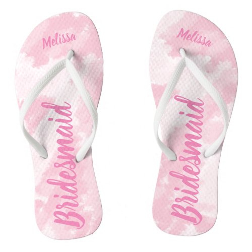 Bridesmaid Pink Abstract Beach Wedding Flip Flops