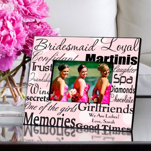 Bridesmaid Pink and White Polka Dot Picture Frame (Front)