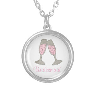 Bridesmaid Pink Champagne Wedding Party Necklace