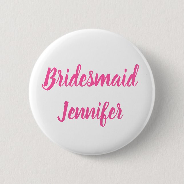Bridesmaid Pink Custom Name Gifts Wedding  Button (Front)