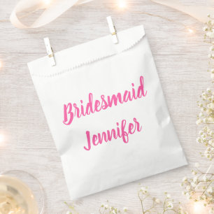 Bridesmaid Pink Custom Name Wedding Bachelorette Favor Bag