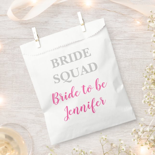 Bridesmaid Pink Custom Name Wedding Bachelorette Favor Bag (Clipped)