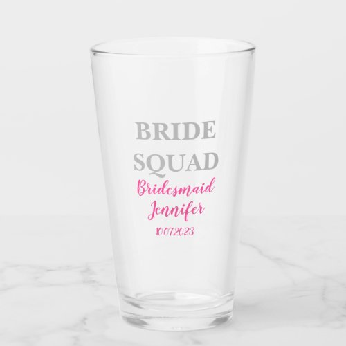Bridesmaid Pink Custom Name Wedding Bachelorette Glass