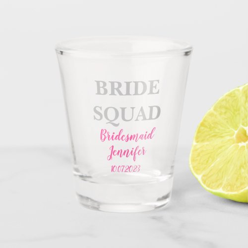 Bridesmaid Pink Custom Name Wedding Bachelorette Shot Glass