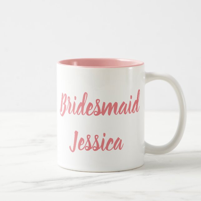 Bridesmaid Pink Elegant Script Gifts Weddings Mug (Right)