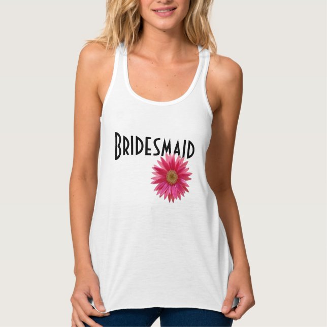 Bridesmaid Pink Gerbera Daisy Wedding Tank Top (Front)