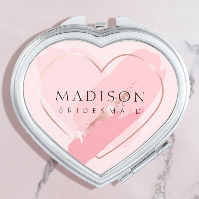 Bridesmaid Pink Gold Compact Mirror (Creator Uploaded)