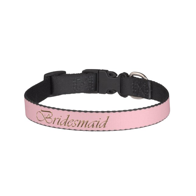 Bridesmaid pink gold script elegant chic dog pet collar (Front)