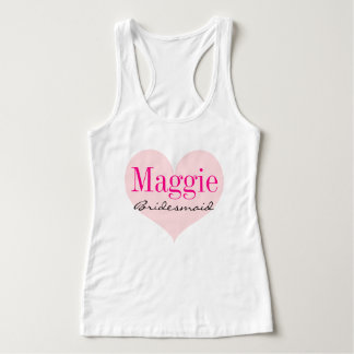 Bridesmaid Pink Heart Personalized Tank Top