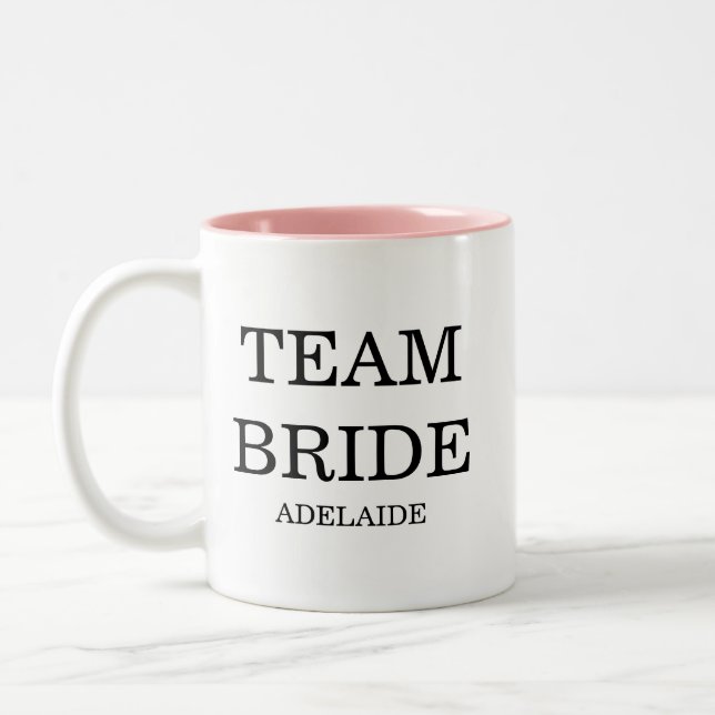 Bridesmaid Pink Modern Minimal Two-Tone Coffee Mug (Left)