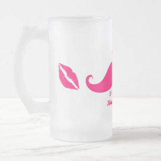 Bridesmaid Pink Mustache Frosted Glass Mug