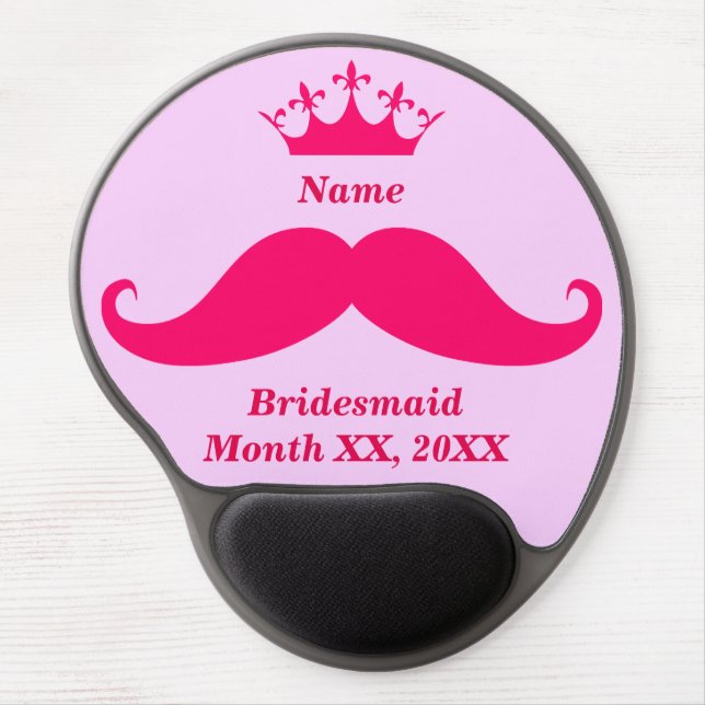 Bridesmaid Pink Mustache Gel Mousepad (Front)