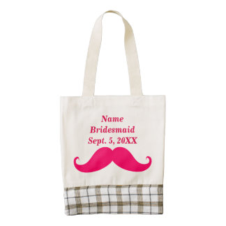 Bridesmaid Pink Mustache Tiara HEART Tote Bag
