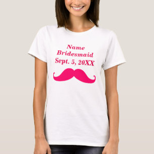 Bridesmaid Pink Mustache Womens Basic T-Shirt