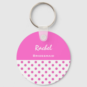Bridesmaid Pink Polka Dots KC03 Keychain
