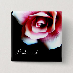 Bridesmaid Pink Rose I.D. Button
