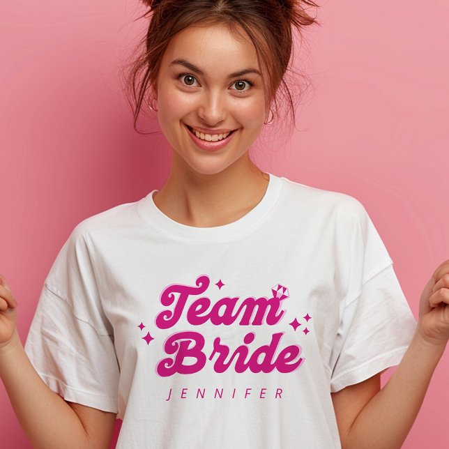 Bridesmaid Pink Team Bride Bachelorette T-Shirt (Creator Uploaded)