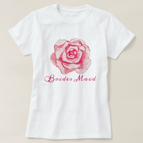 Bridesmaid  Pink Watercolor Rose T_Shirt
