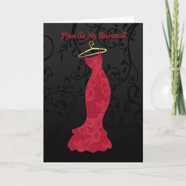 bridesmaid, please be my bridesmaid - red bridesma invitation (Front)