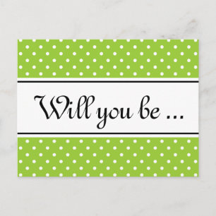 Bridesmaid postcards apple green polkadots