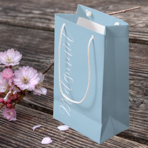 Bridesmaid Powder Blue Stylized Script Small Gift Bag