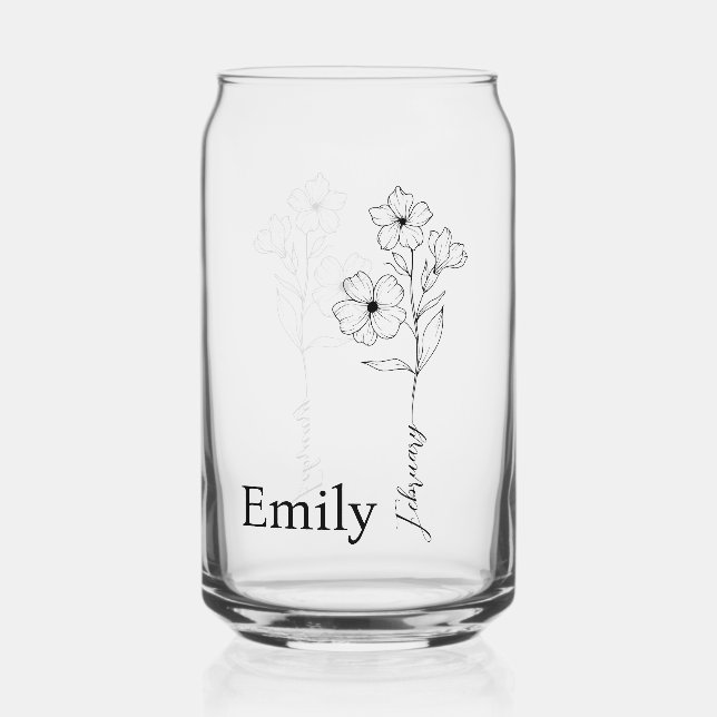 Bridesmaid Primrose February Birth Month Flower Can Glass (Front)