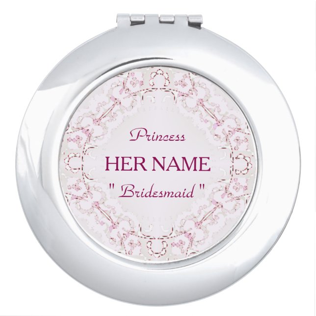 "Bridesmaid "  Princess_Template_Lace_ Makeup Mirror (Front)
