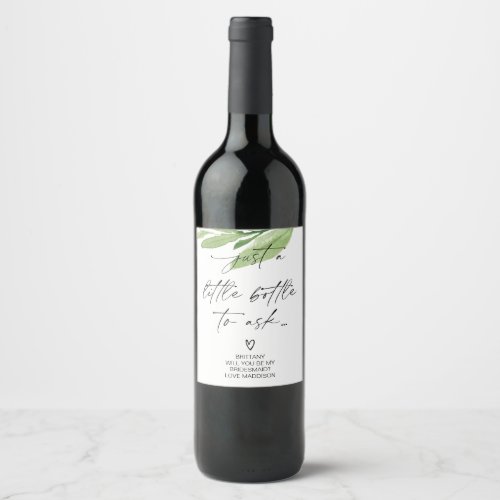 Bridesmaid Proposal Ask Gift From Bride Wine Label