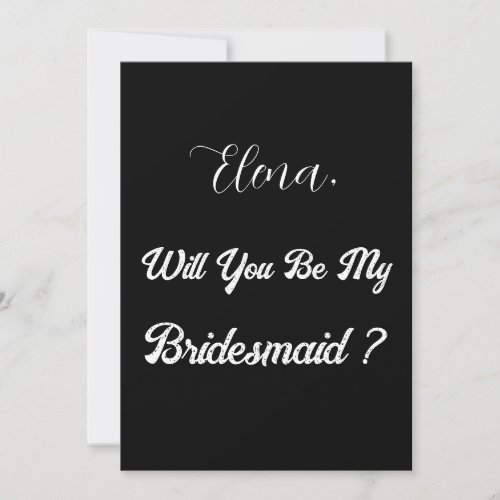 Bridesmaid Proposal Black White Minimal Wedding Invitation