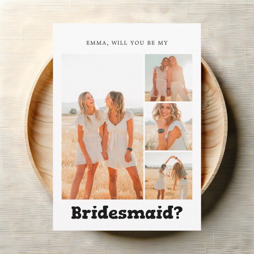 Bridesmaid Proposal Bold Playful Photo Collage Invitation