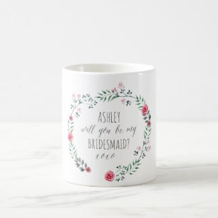 Bridesmaid proposal bothanical watercolor mug