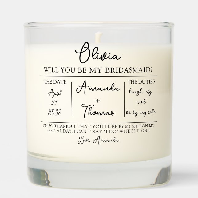 Bridesmaid proposal box photo gift scented candle (Front)