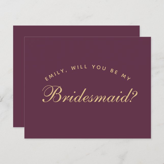 Bridesmaid Proposal Budget Wine Color Simple (Front/Back)