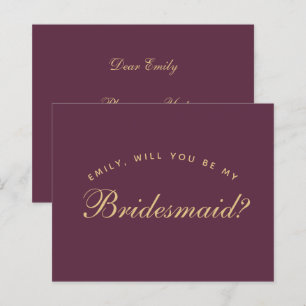 Bridesmaid Proposal Budget Wine Color Simple