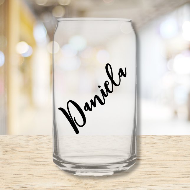 Bridesmaid Proposal Calligraphy Personalized Name  Can Glass (bridesmaid gift bridal shower favor personalized wine glass with name)