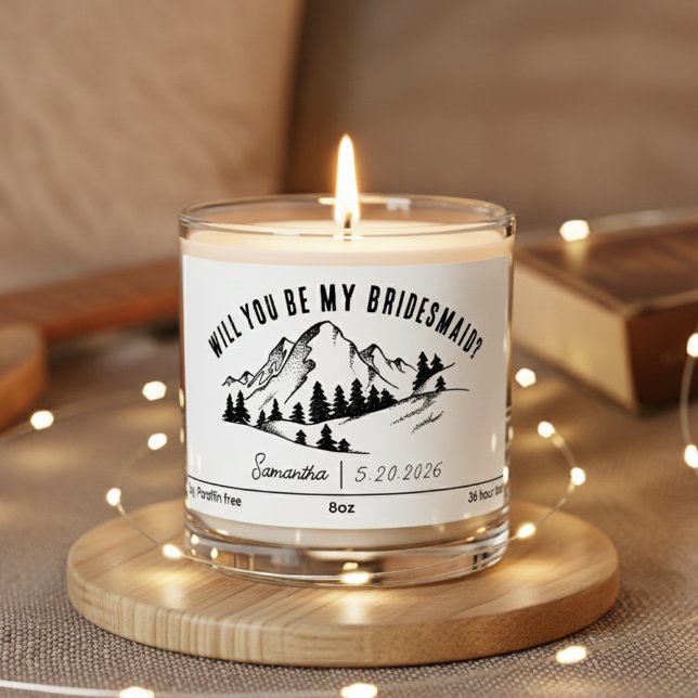 Bridesmaid Proposal Candle, Custom Wedding Gift Scented Candle (Personalized Bridesmaid Proposal Candle Gift For Bride Tribe or Bachelorette Party Keepsake)