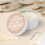 Bridesmaid Proposal Candle Gift Mini Candle Favors<br><div class="desc">Make your bridesmaid proposal extra special with this charming candle. The elegant design and heartfelt message, "Will you be my bridesmaid?", make it a perfect gift to pop the question to your closest friends. Ideal for bridal parties, this candle adds a personal and memorable touch to your big day. Surprise...</div>