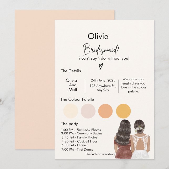 Bridesmaid Proposal Card  (Front/Back)