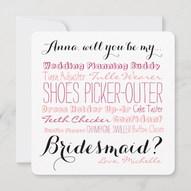 Bridesmaid Proposal Card Ask Bridesmaid (Front)