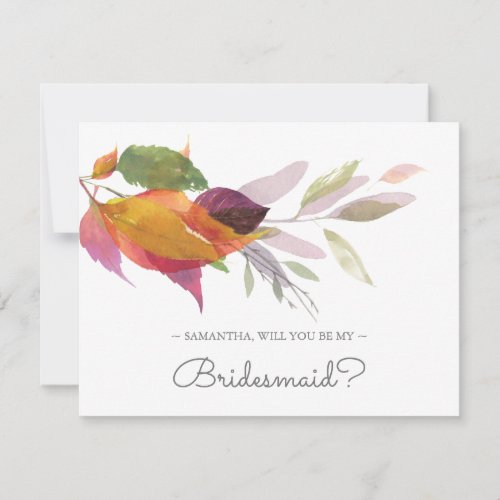 BRIDESMAID PROPOSAL card Fall Greenery Invitation