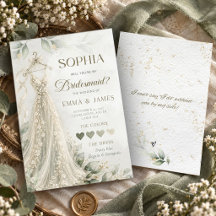 Bridesmaid Proposal Card Lace  Sage Green Wedding