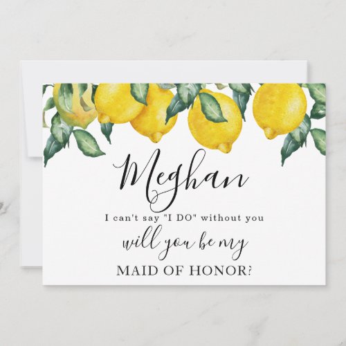 Bridesmaid proposal card Lemons