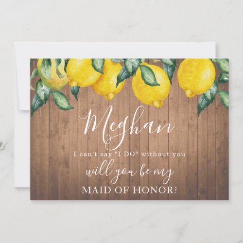 Bridesmaid proposal card Lemons and wood