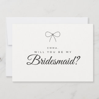 Bridesmaid Proposal Card Minimal Black White