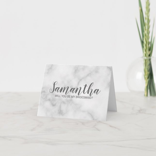 Bridesmaid Proposal | Elegant Marble Script Invitation (Front)