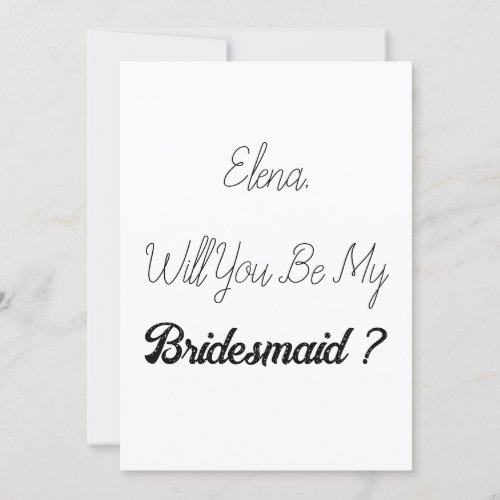 Bridesmaid Proposal Elegant Simple Cool Wedding Invitation