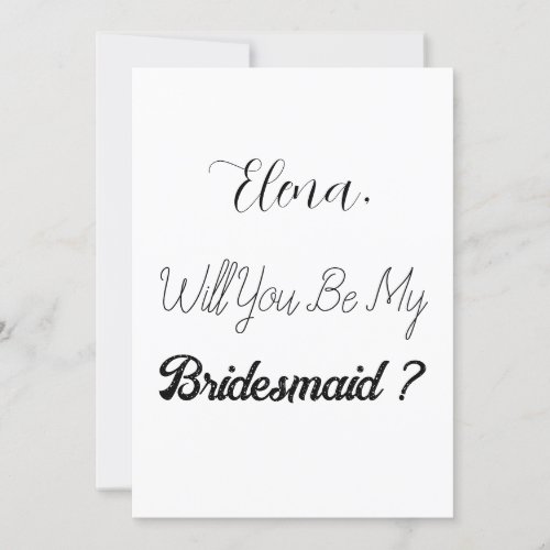 Bridesmaid Proposal Elegant Simple Trendy Wedding Invitation